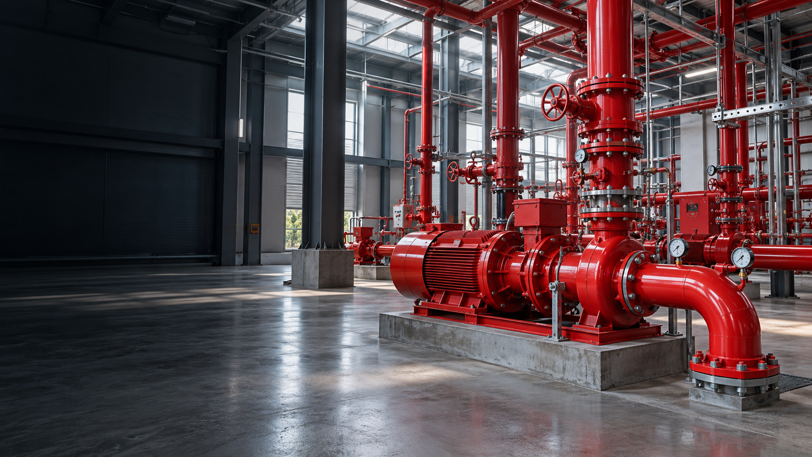 Illustrative industrial fire protection pipework